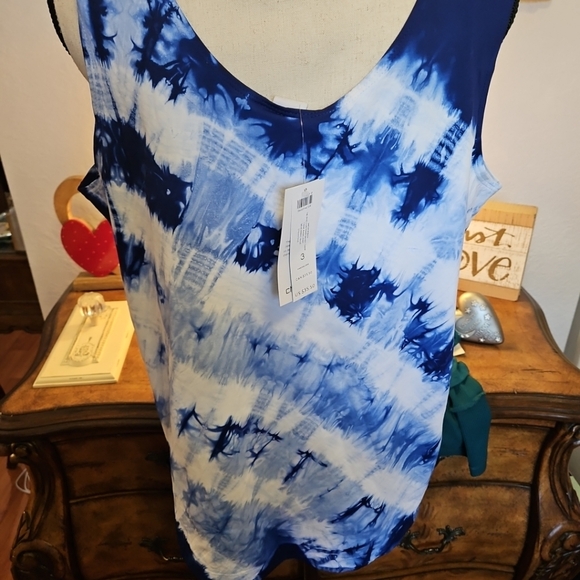 NWT Chico's size 3 (16) Blue & White Tank Top - Picture 3 of 4